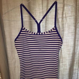 Blue and white striped lulu lemon tank top